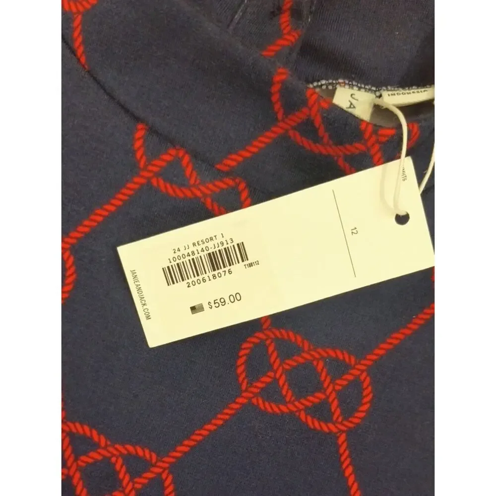 Janie & Jack Sleeveless Nautical Navy Dress Size 12 NWT